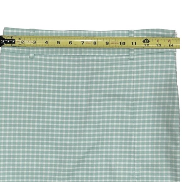 NWT Forever 21 Mini Skirt  Auqu/white Checkered Mini Pencil Above Knee Stretch M - Picture 9 of 10